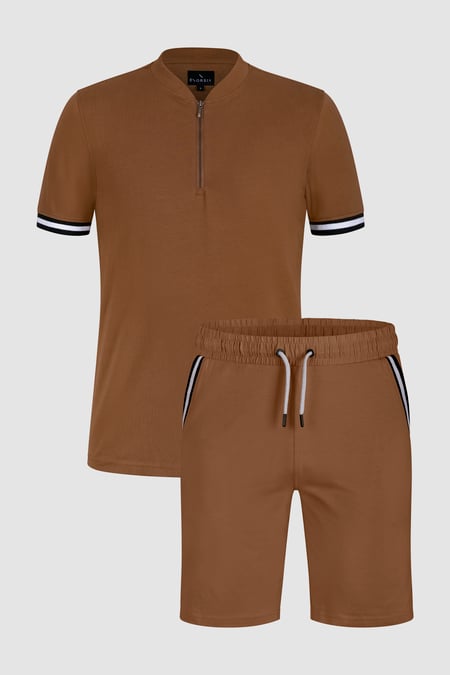 Men's Beige Jersey T-Shirt & Shorts Lounge Set