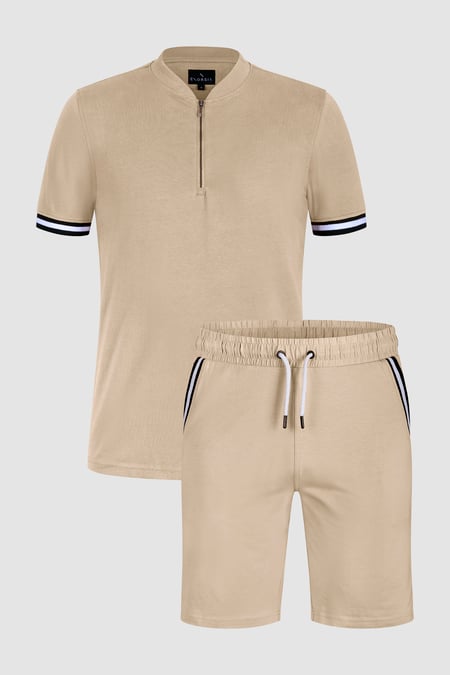 Men's Beige Jersey T-Shirt & Shorts Lounge Set