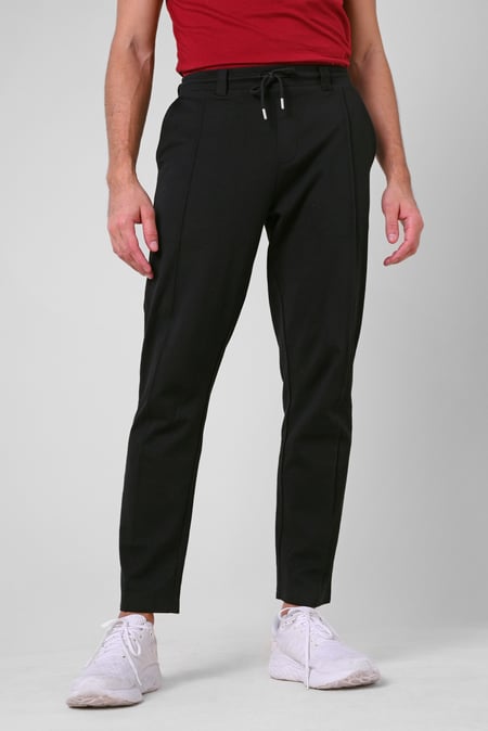 Mens Black Classic Front Seam Jersey Trouser
