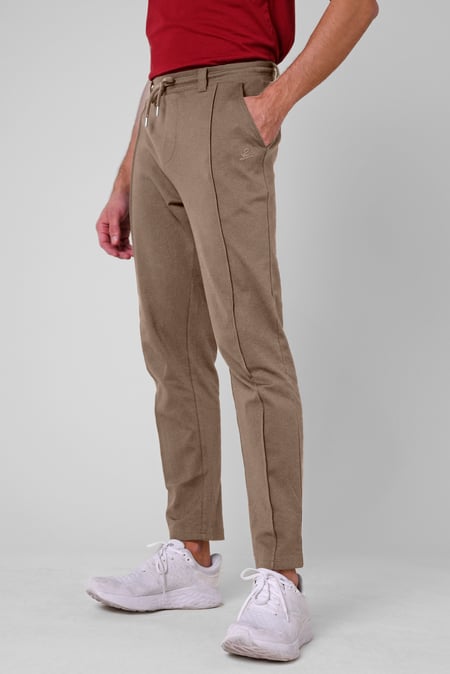 Mens Brown Classic Front Seam Jersey Trouser