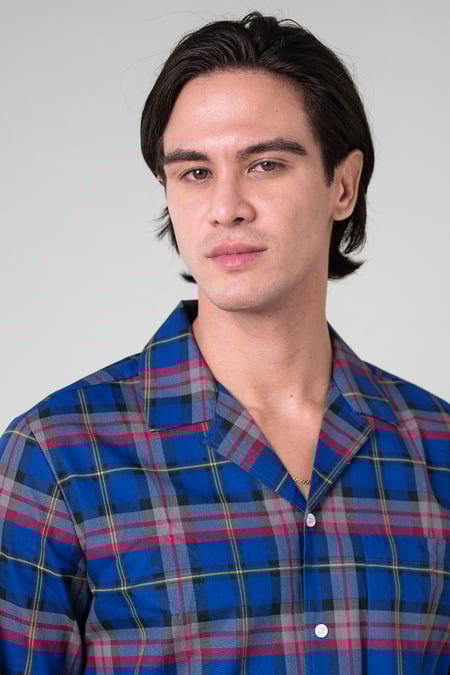 Mens Red-Blue Check Printed Nightwear Shirt