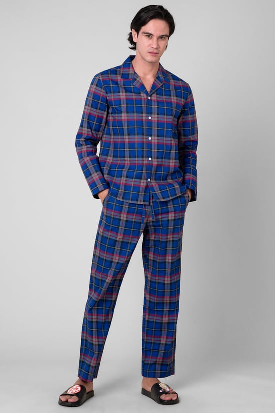 Mens Blue & Green Nightwear Shirt