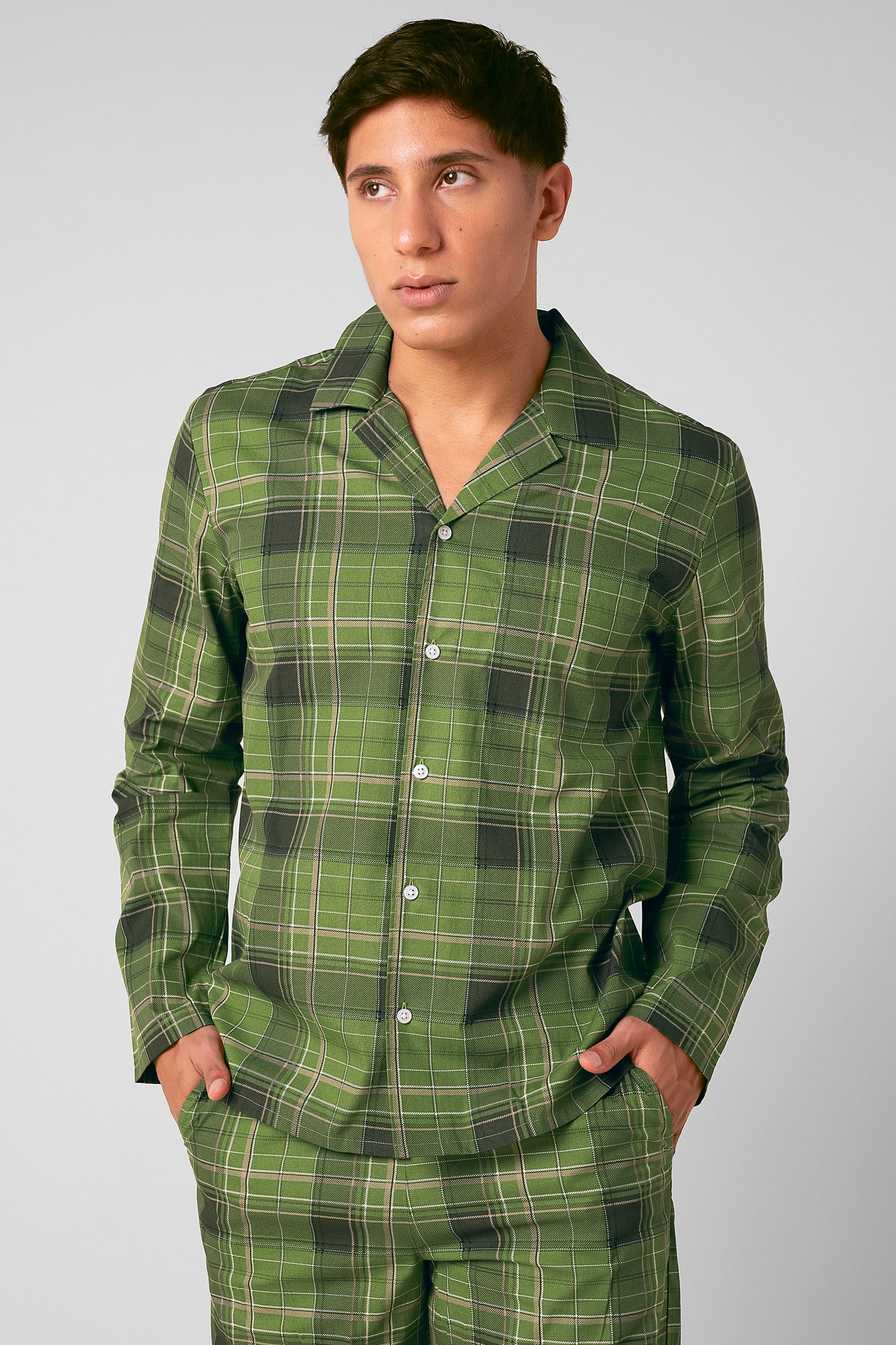Mens Blue & Green Nightwear Shirt
