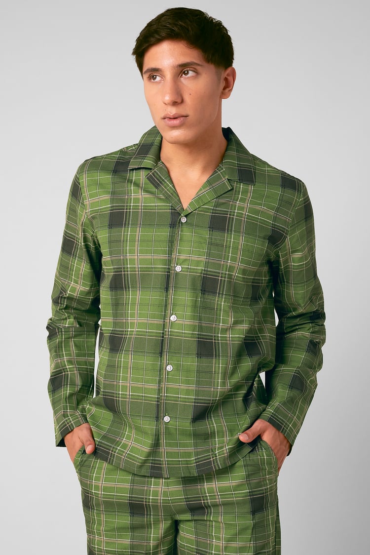 Mens Blue & Green Nightwear Shirt