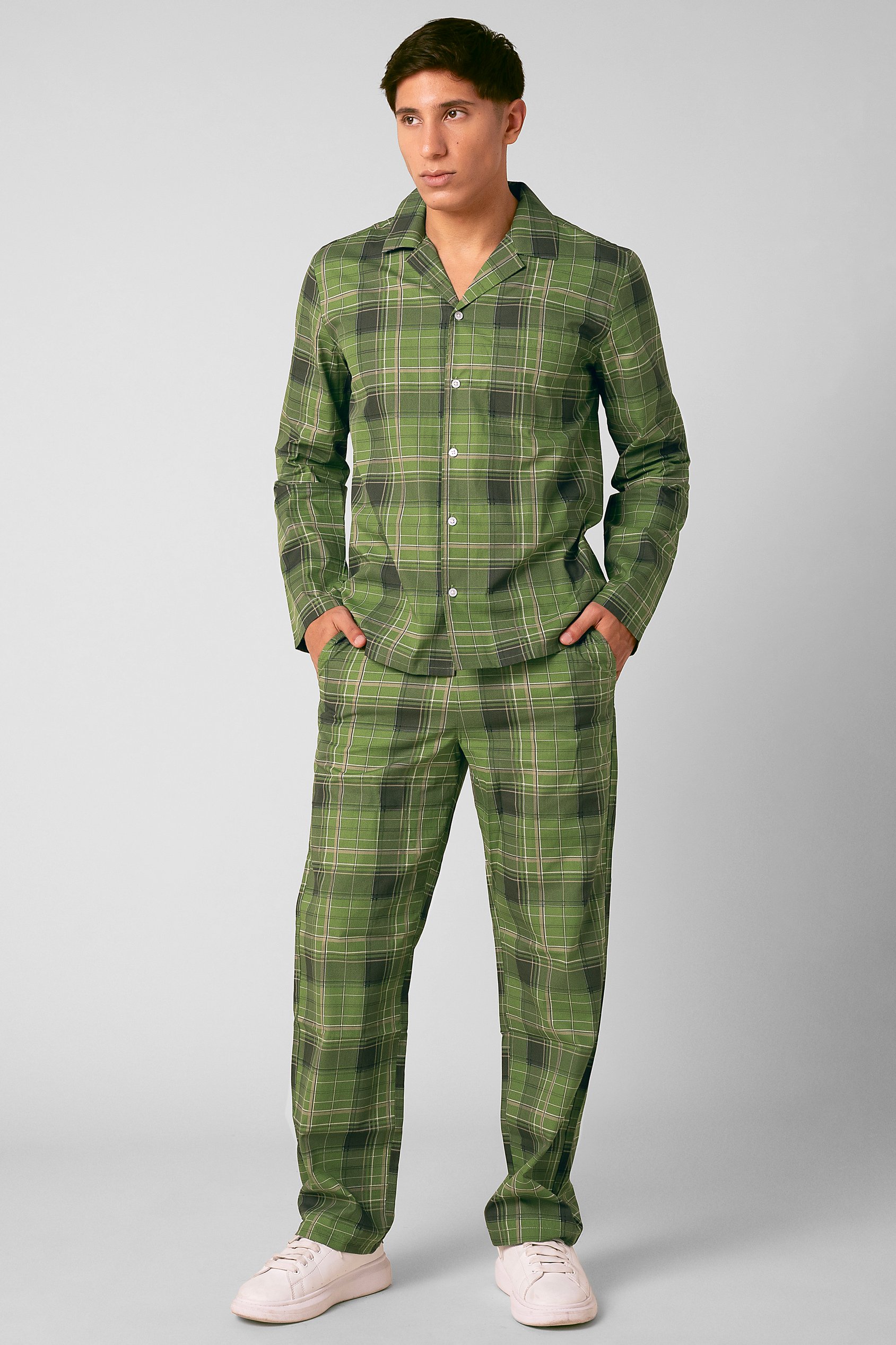 Mens Blue & Green Nightwear Shirt