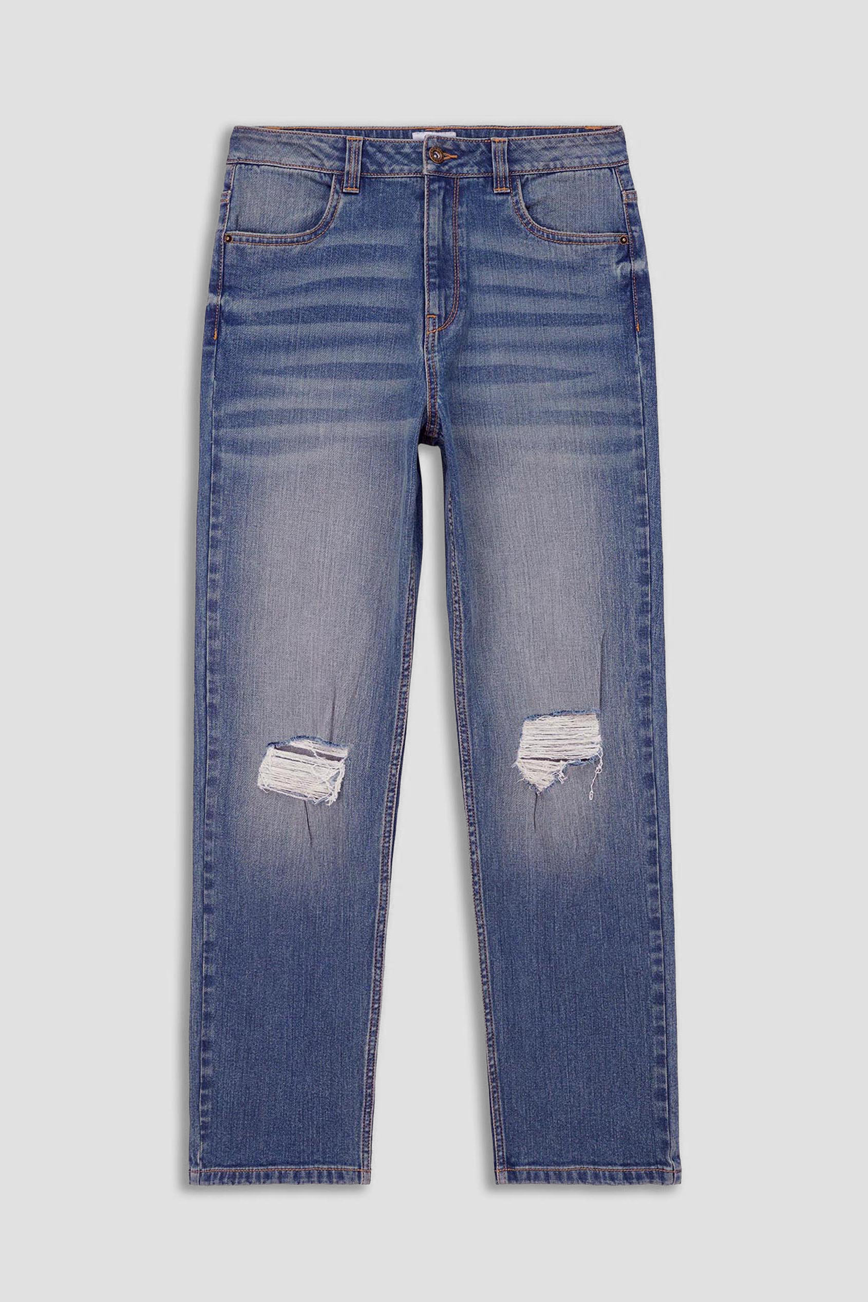 Womens Straight Fit Ripped Jeans