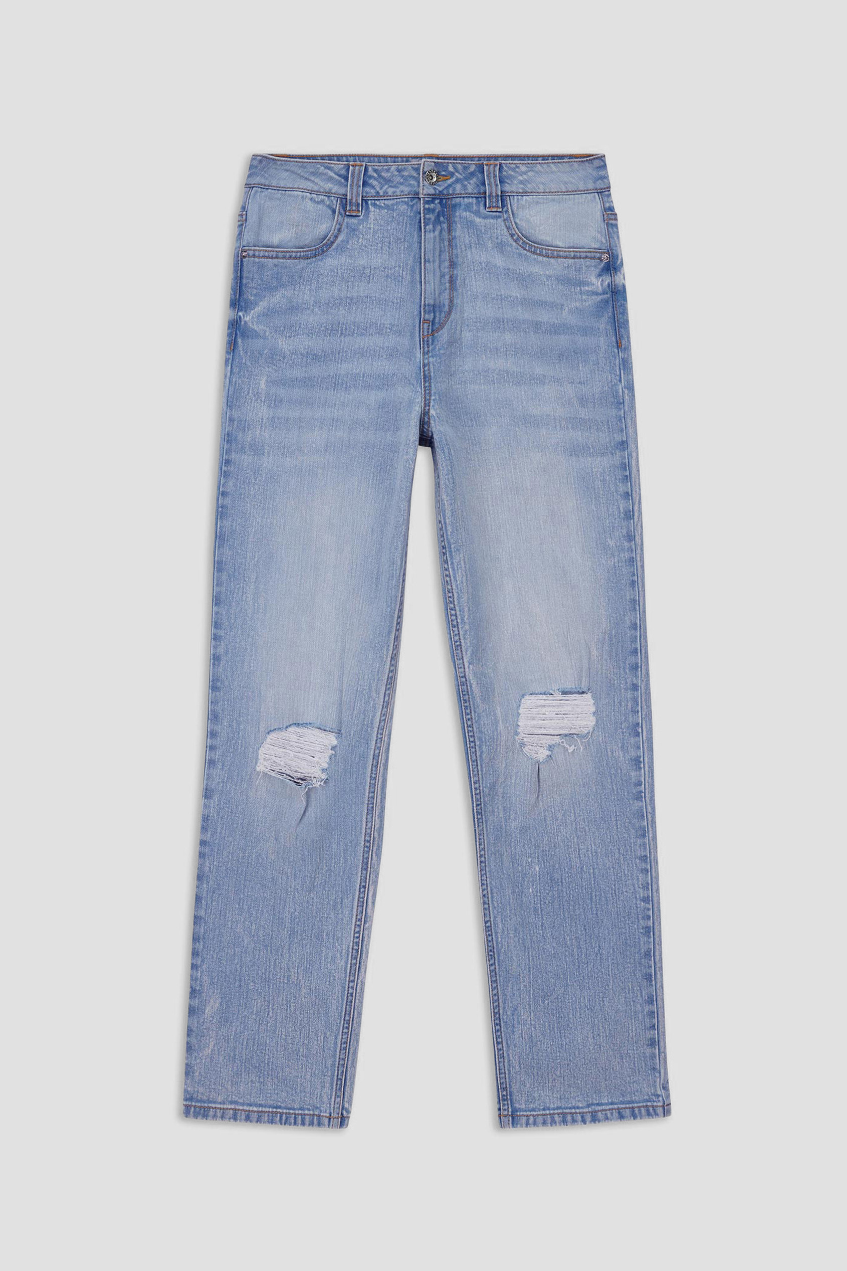 Womens Straight Fit Ripped Jeans