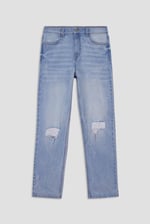 Womens Straight Fit Ripped Jeans