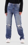 Womens Straight Fit Ripped Jeans