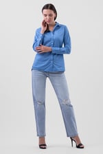 Womens Straight Fit Ripped Jeans