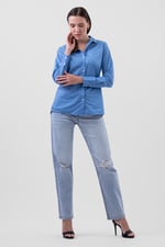 Womens Straight Fit Ripped Jeans