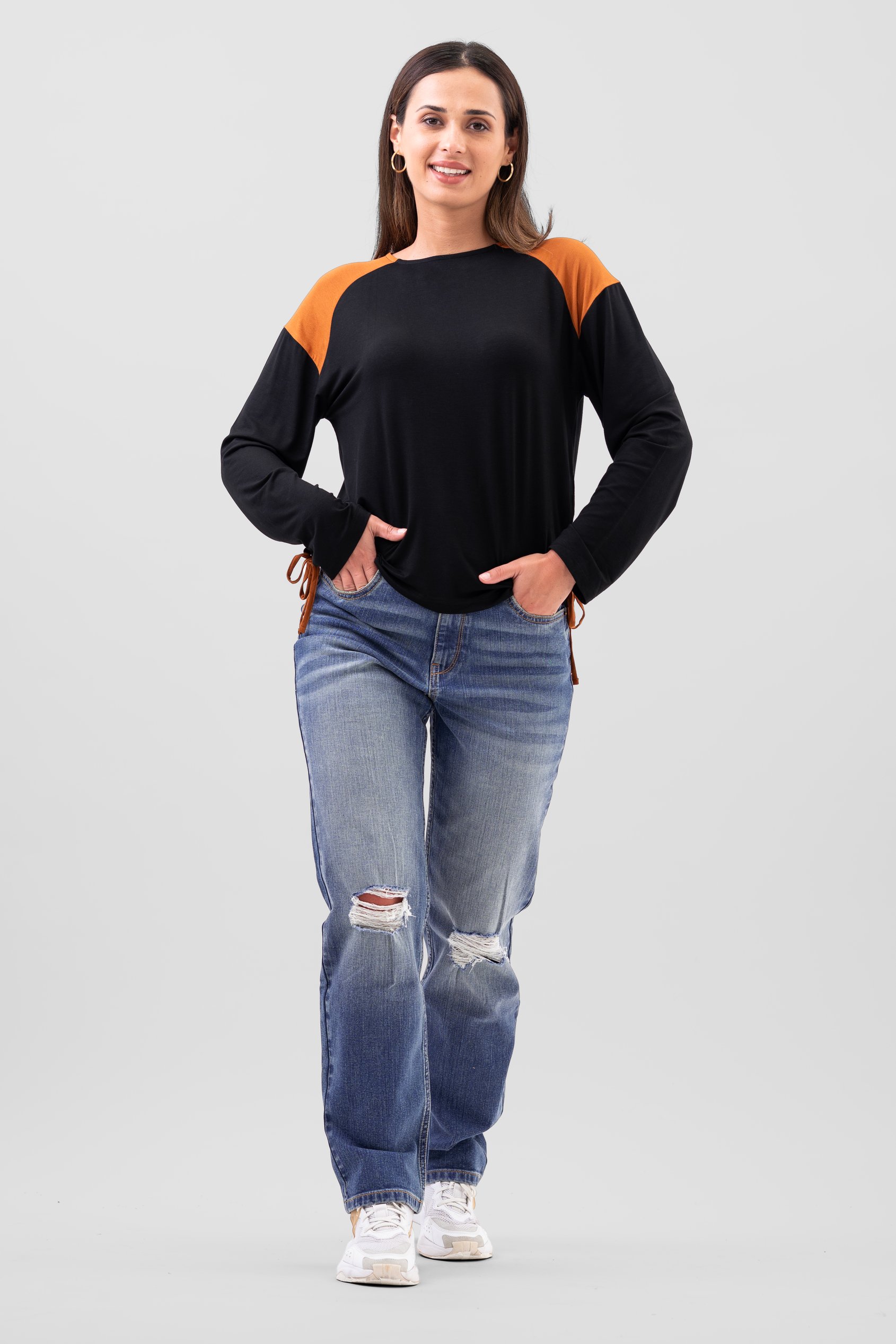 Womens Straight Fit Ripped Jeans