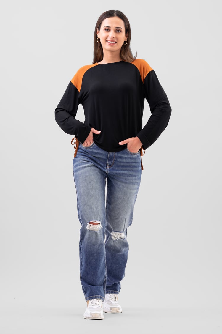 Womens Straight Fit Ripped Jeans