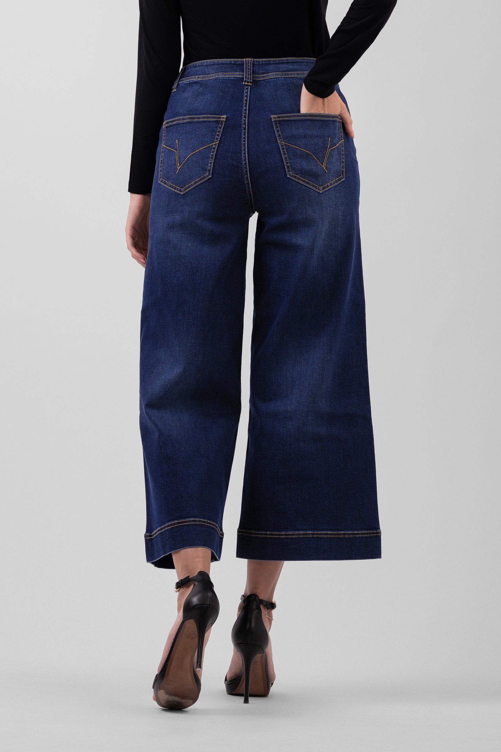 Womens High Waist Denim Culottes