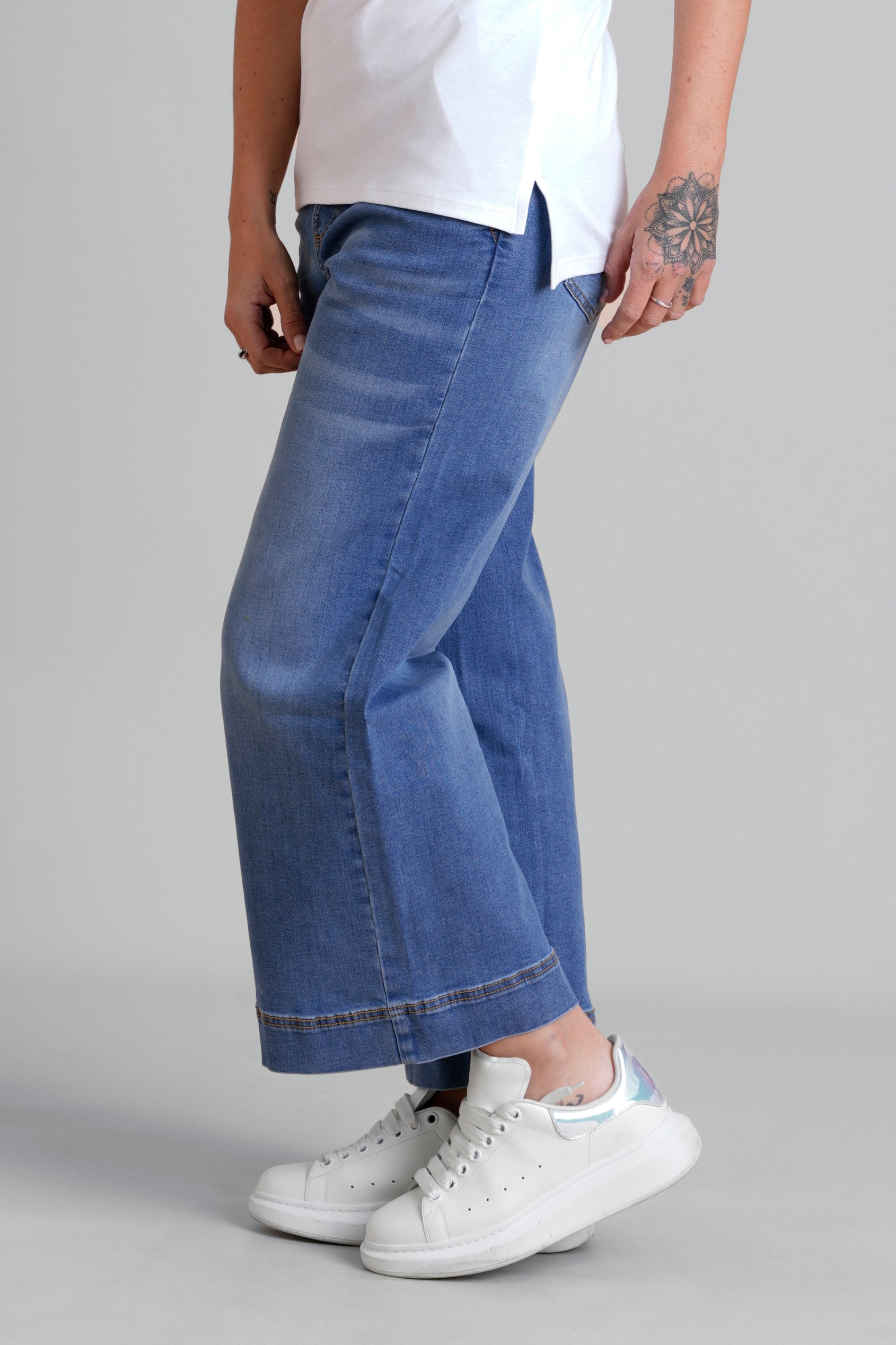 Womens High Waist Denim Culottes