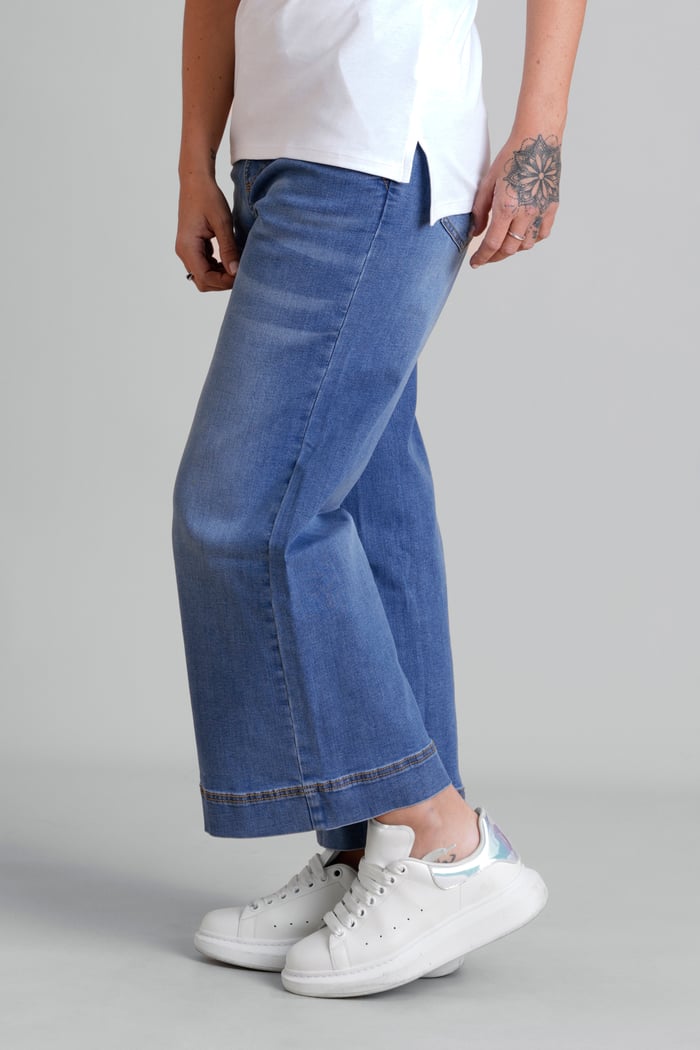 Womens High Waist Denim Culottes