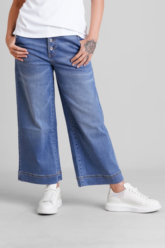 Womens High Waist Denim Culottes