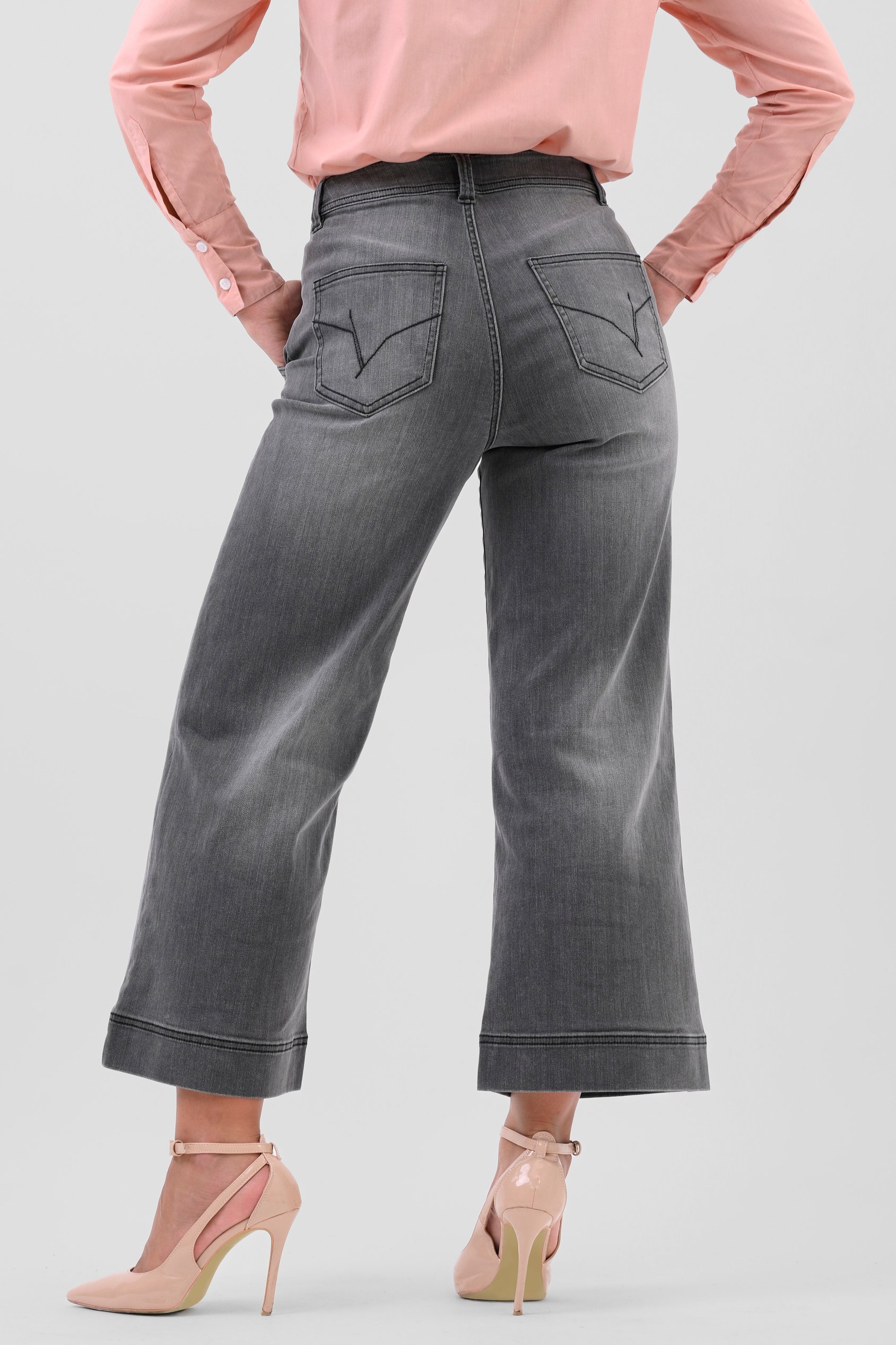 Womens Wide Leg Grey Culottes