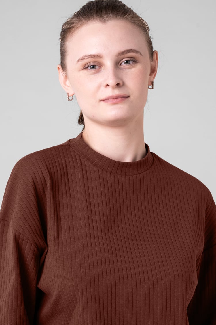 Women Oversize Texture Rib Tops