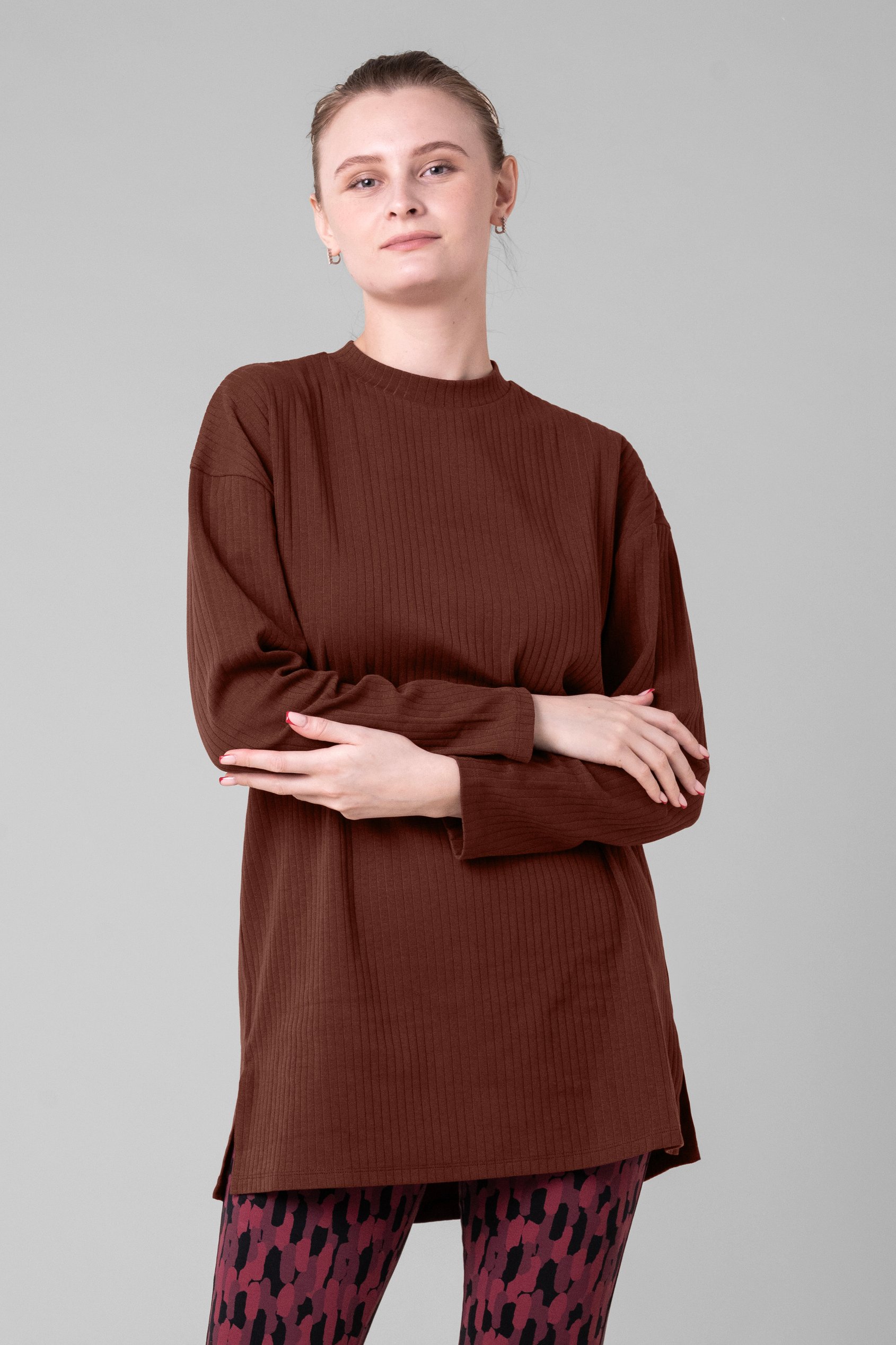 Women Oversize Texture Rib Tops