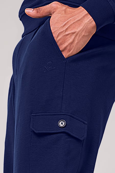 Mens Navy Slim Fit Cargo Trouser