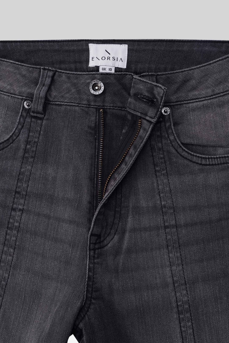 Womens Grey Stretch Flare Jeans