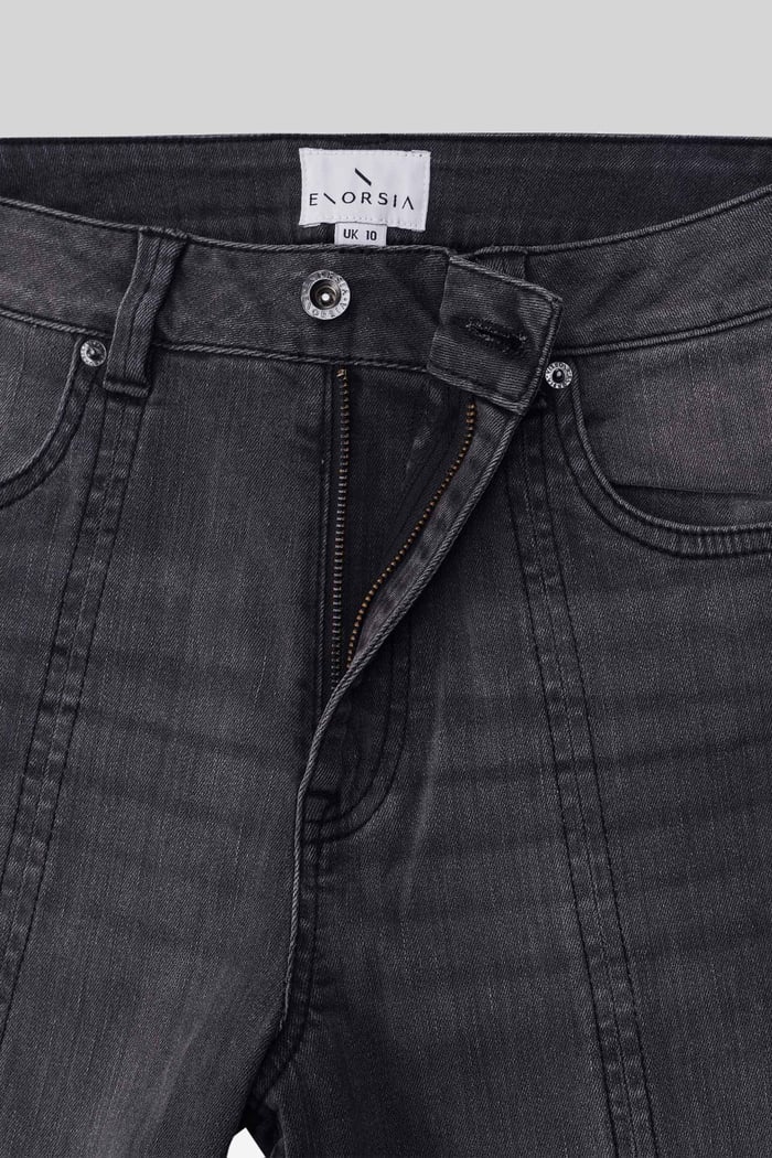 Womens Grey Stretch Flare Jeans