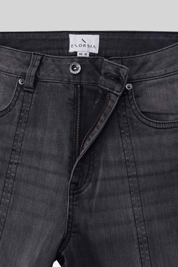 Womens Grey Stretch Flare Jeans