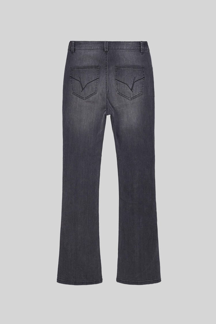 Womens Grey Stretch Flare Jeans