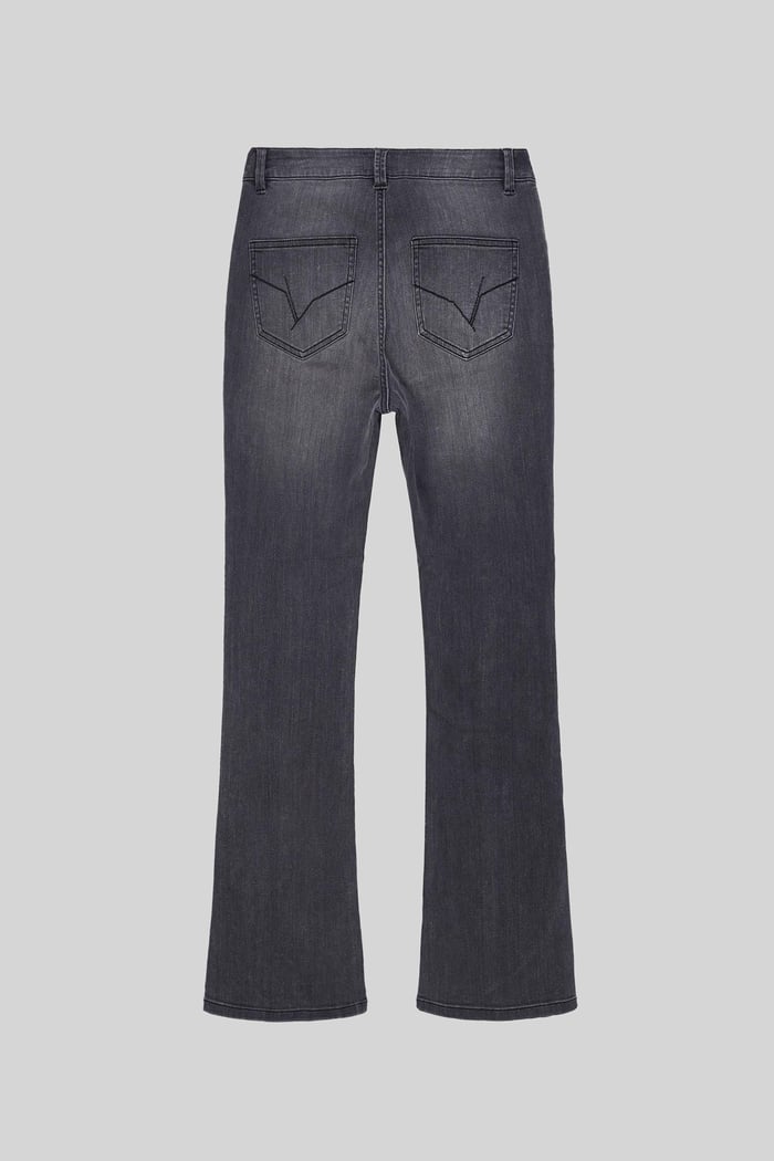 Womens Grey Stretch Flare Jeans