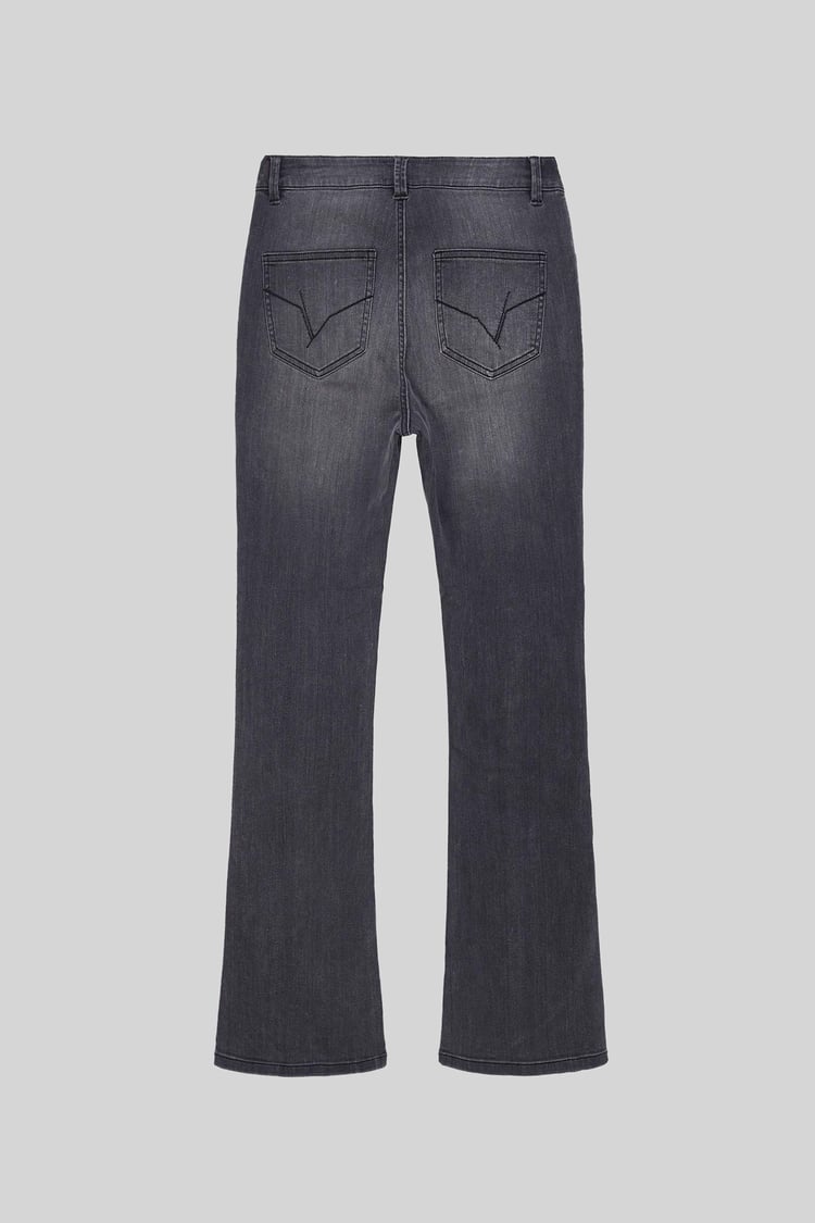 Womens Grey Stretch Flare Jeans