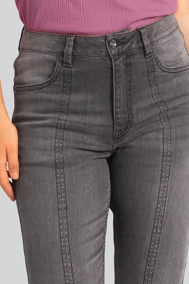 Womens Grey Stretch Flare Jeans