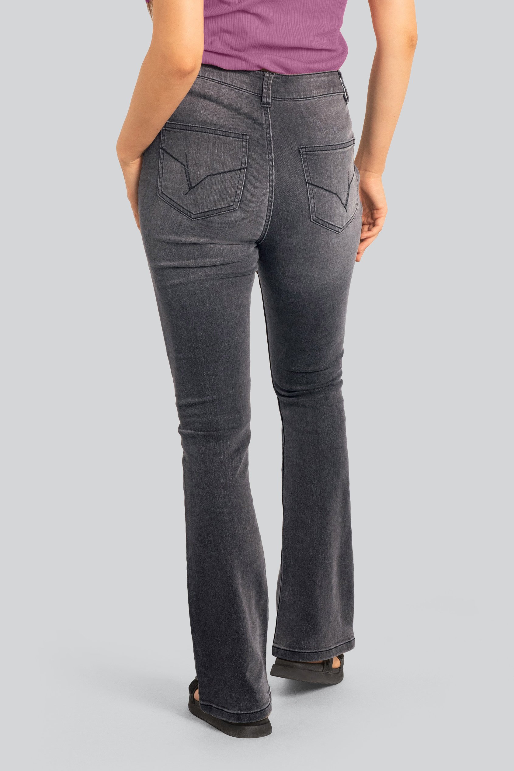 Womens Grey Stretch Flare Jeans
