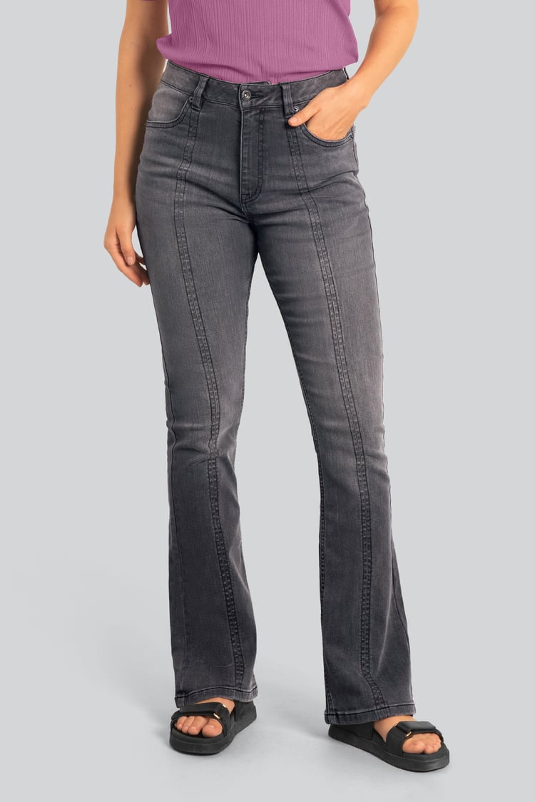 Womens Grey Stretch Flare Jeans
