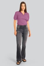 Womens Grey Stretch Flare Jeans