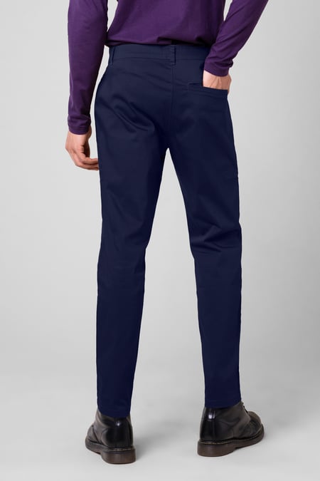 Mens Navy Tapered Stretch Chino Trouser