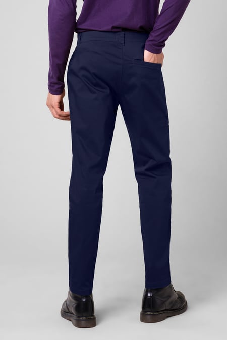 Mens Navy Tapered Stretch Chino Trouser
