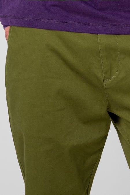 Mens Green Tapered Stretch Chino Trouser