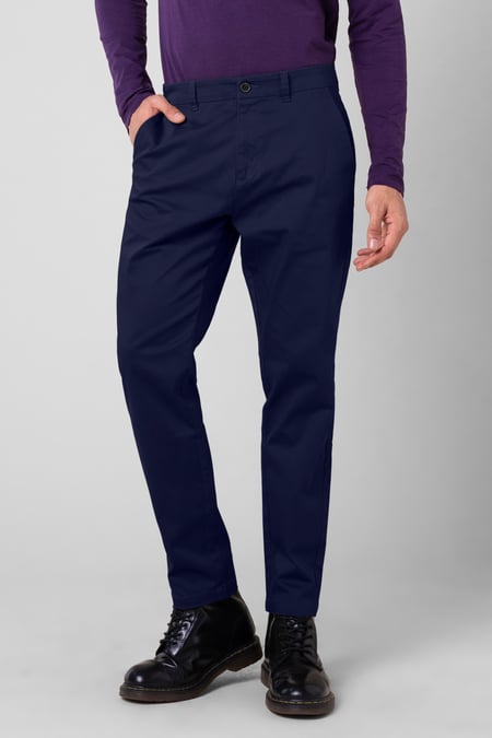 Mens Navy Tapered Stretch Chino Trouser
