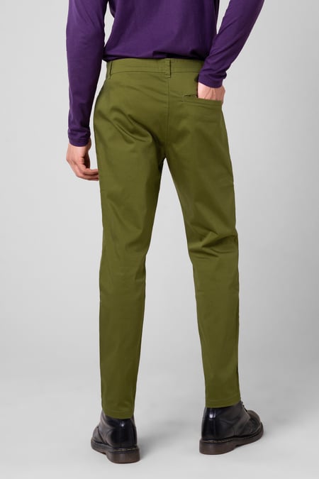 Mens Green Tapered Stretch Chino Trouser