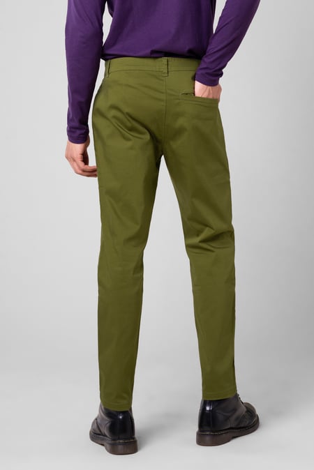 Mens Green Tapered Stretch Chino Trouser