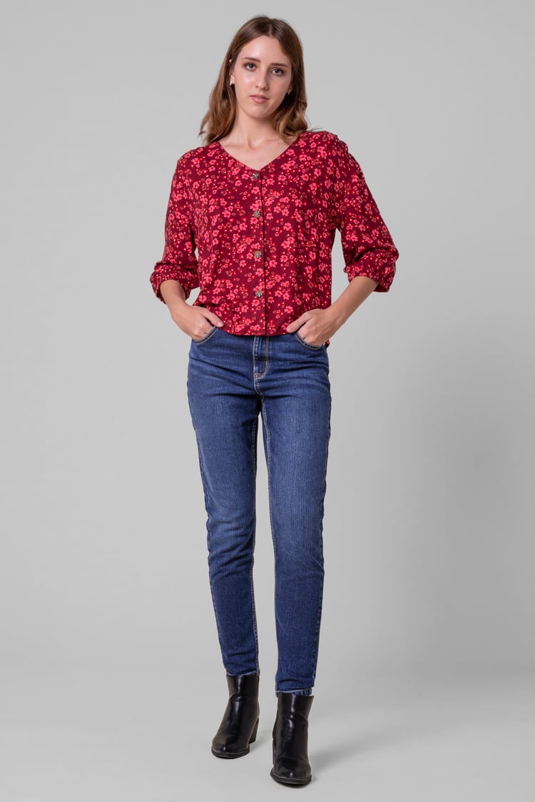 Womens Blue Tapared Leg Jeans