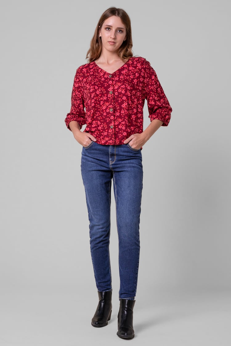 Womens Blue Tapared Leg Jeans