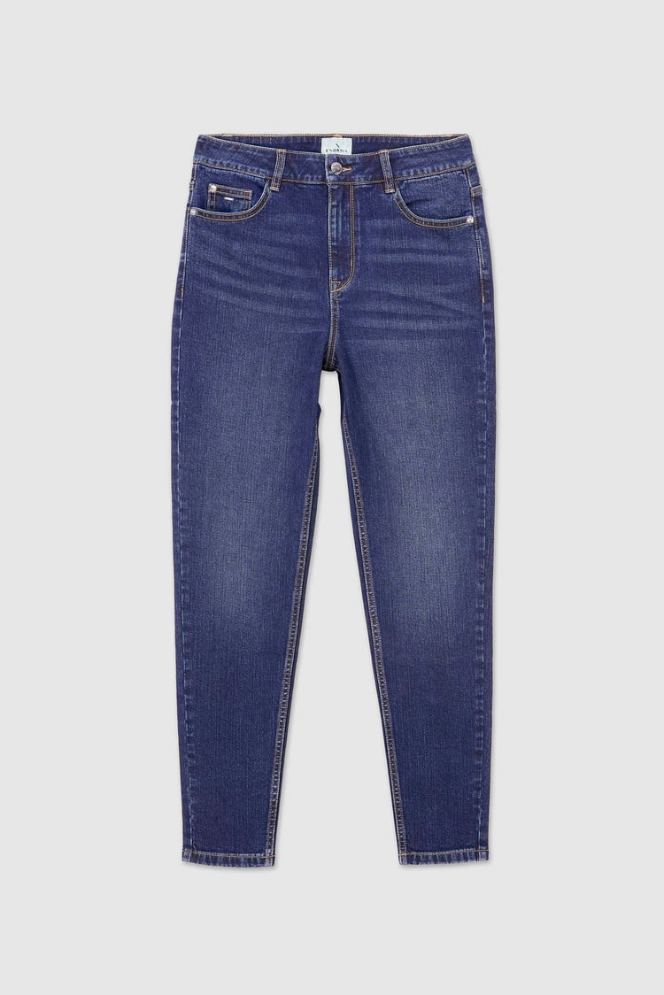 Womens Blue Tapared Leg Jeans