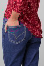 Womens Blue Tapared Leg Jeans