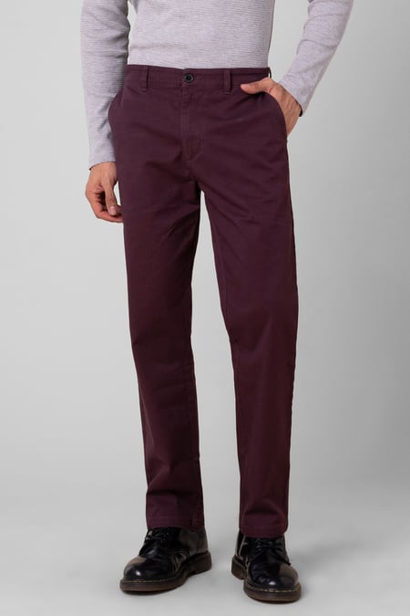 Mens Red Regular Fit Twill Chinos