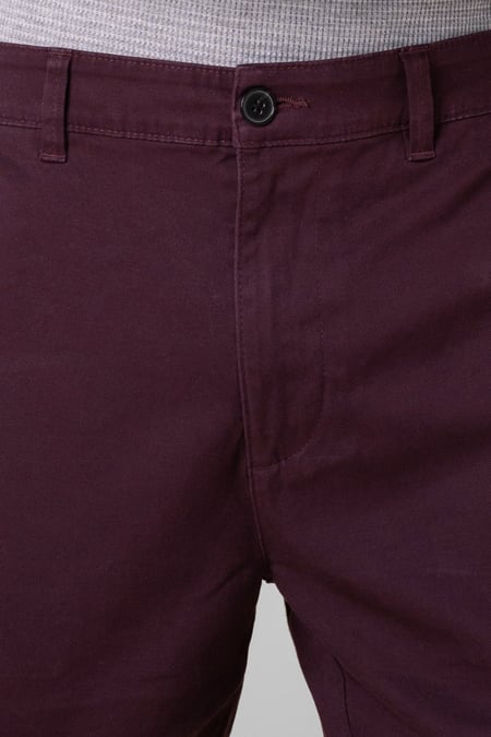 Mens Red Regular Fit Twill Chinos