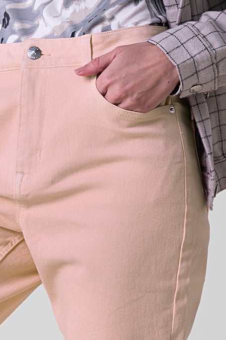 Womens Pink Coloured Slim Fit Stretch Jeans