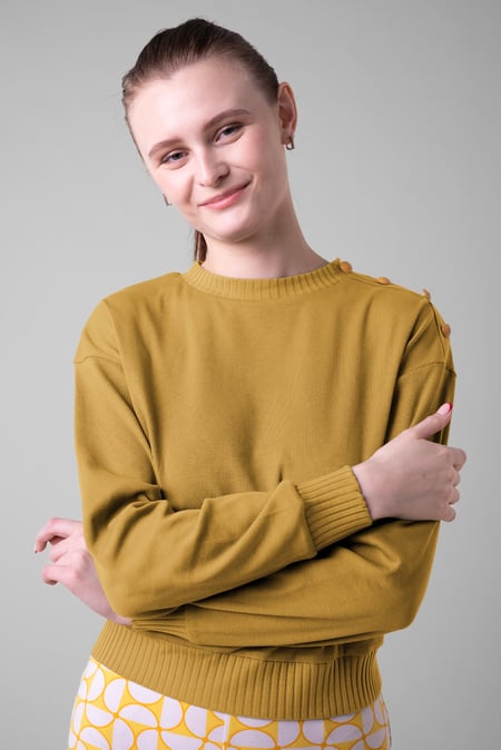 Navy Button Shoulder Crewneck Sweatshirt