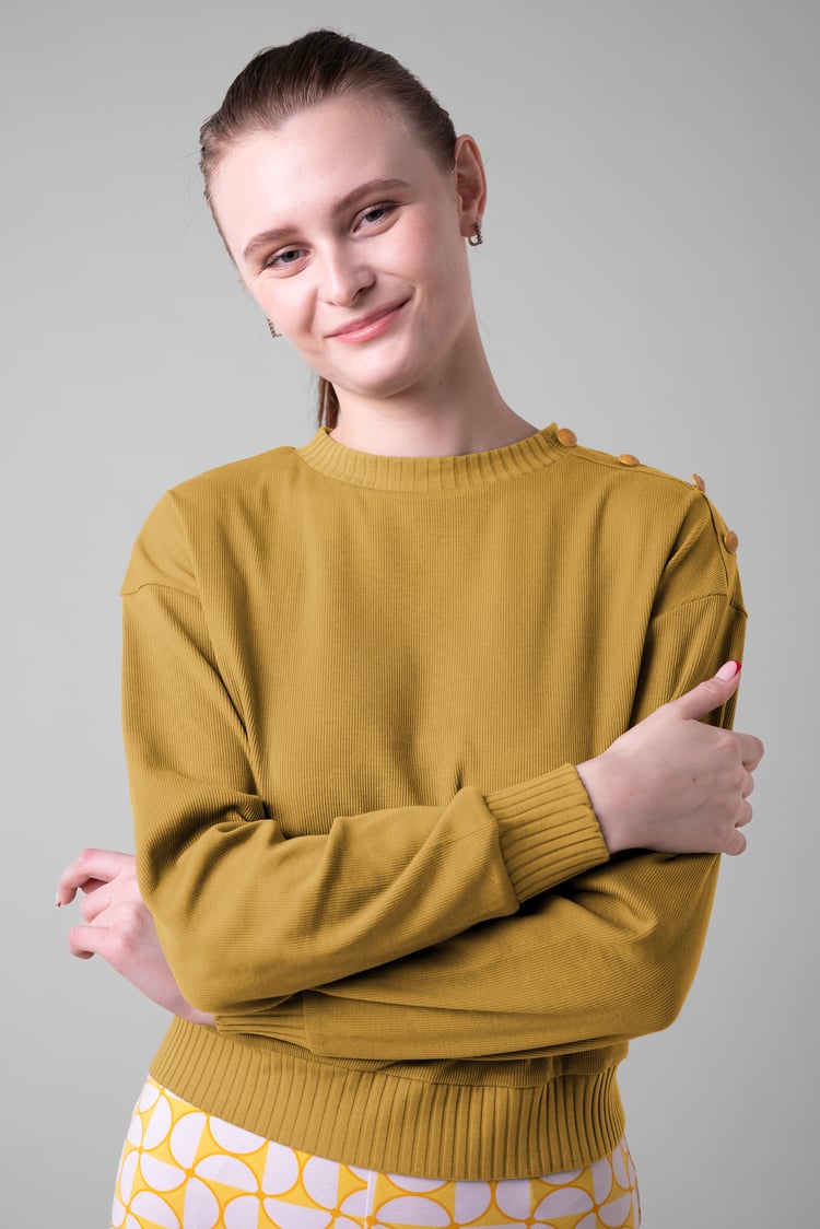 Button Shoulder Crewneck Sweatshirt